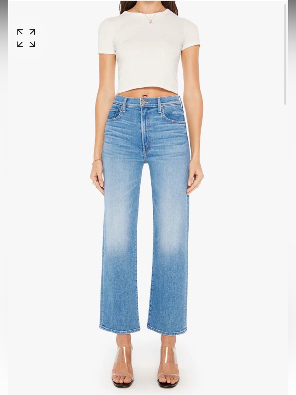MOTHER Denim The Rambler Zip Flood - size 25 - wash Out of the Blue